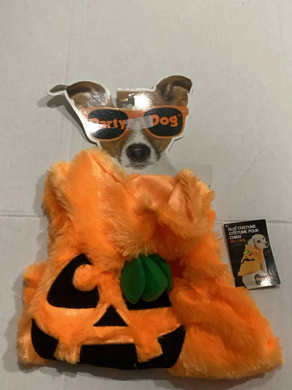 Orange Pumpkin Plush Dog Costume size M/L